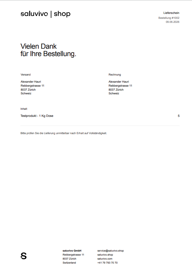 Lieferschein im Markenauftritt